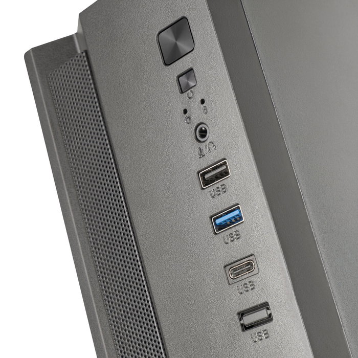 Tacens Caja PC ACSLIM500 Micro-ATX Slim Negro Mini Tower con Fuente de 500W, USB-C, USB 3.0, Refrigeración Avanzada y Diseño Dual (Horizontal/Vertical)