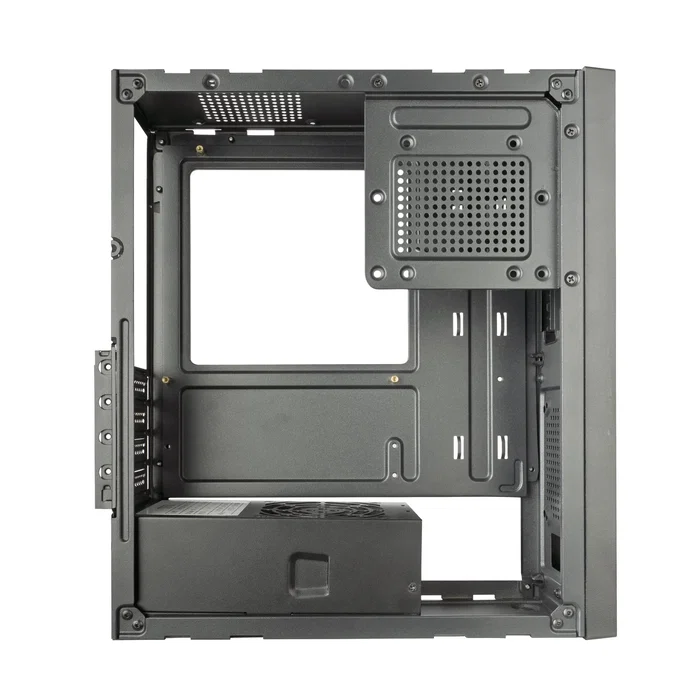 Tacens Caja PC ACSLIM500 Micro-ATX Slim Negro Mini Tower con Fuente de 500W, USB-C, USB 3.0, Refrigeración Avanzada y Diseño Dual (Horizontal/Vertical)