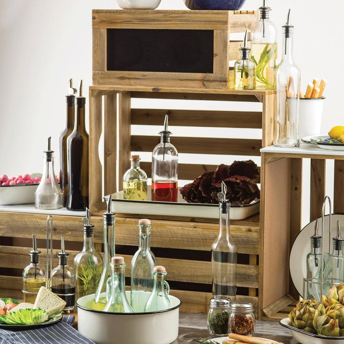 TABLECRAFT - RCBCRATE1 - SET de 3 CAJAS - ELEVADORES - Madera / Pizarra