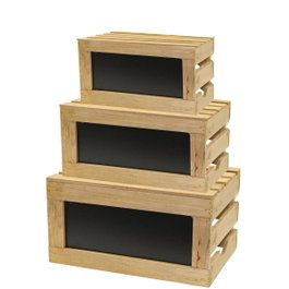TABLECRAFT - RCBCRATE1 - SET de 3 CAJAS - ELEVADORES - Madera / Pizarra