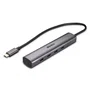 Lindy Hub USB 43384 de 4 Puertos Tipo C USB 3.2 Gen 2 10000 Mbit/s, Aluminio Gris, Cable de 0.255m