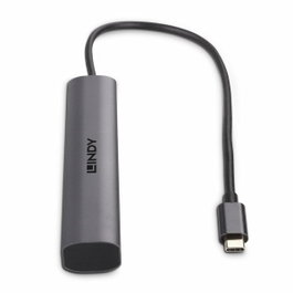 Lindy Hub USB Tipo C de 4 Puertos, 10000 Mbit/s, Gris, 43384