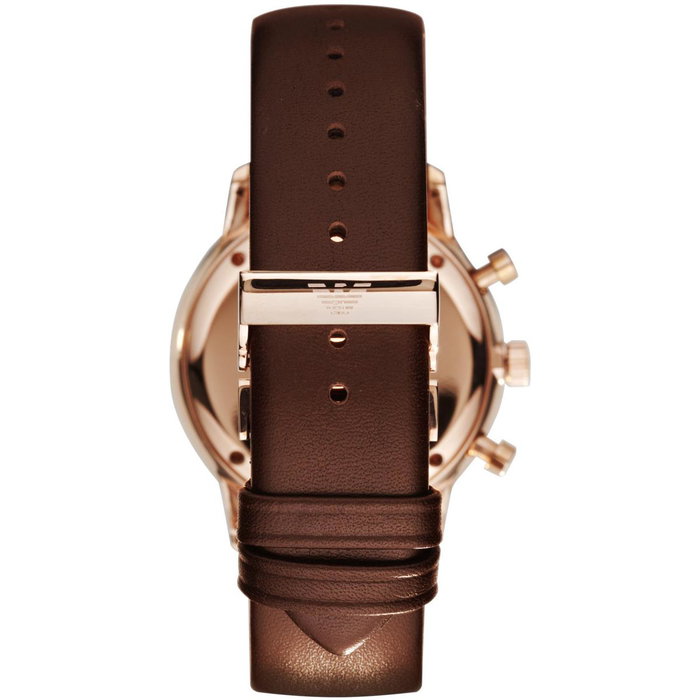 Armani AR0387 Reloj de Cuarzo con Correa de Cuero Marrón