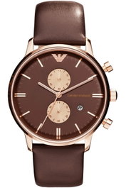 Armani AR0387 Reloj de Cuarzo con Correa de Cuero Marrón