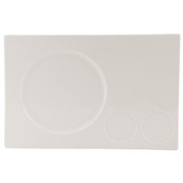 Summa Plato Llano con 2 Salsas de Porcelana, Color Marfil, 34x23 cm (Set de 6)