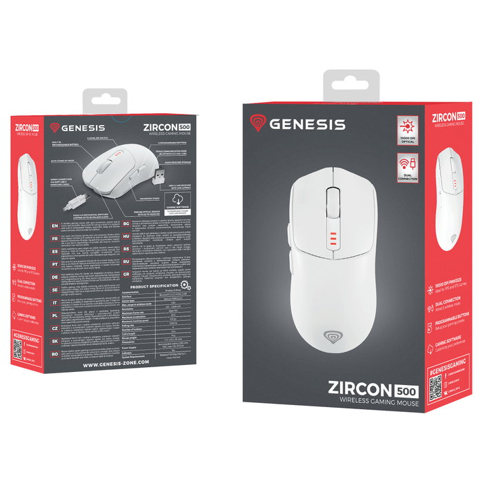 Genesis Zircon 500 Ratón Gaming Inalámbrico Blanco