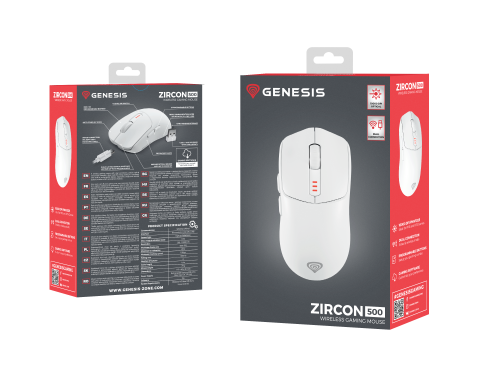 Genesis Zircon 500 Ratón Gaming Inalámbrico Blanco
