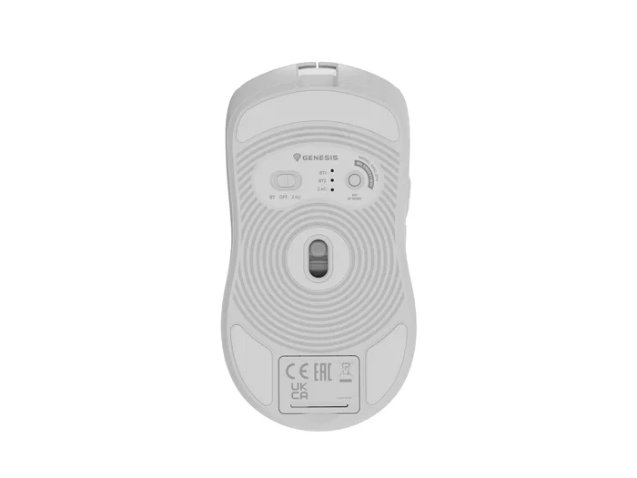 Genesis Zircon 500 - Ratón Gaming Inalámbrico 2.4GHz/Bluetooth 5.0/USB-C, Sensor Óptico Pixart PMW3325 10000 DPI, 6 Botones Mecánicos Kailh, 79g, Blanco, Para Mano Derecha
