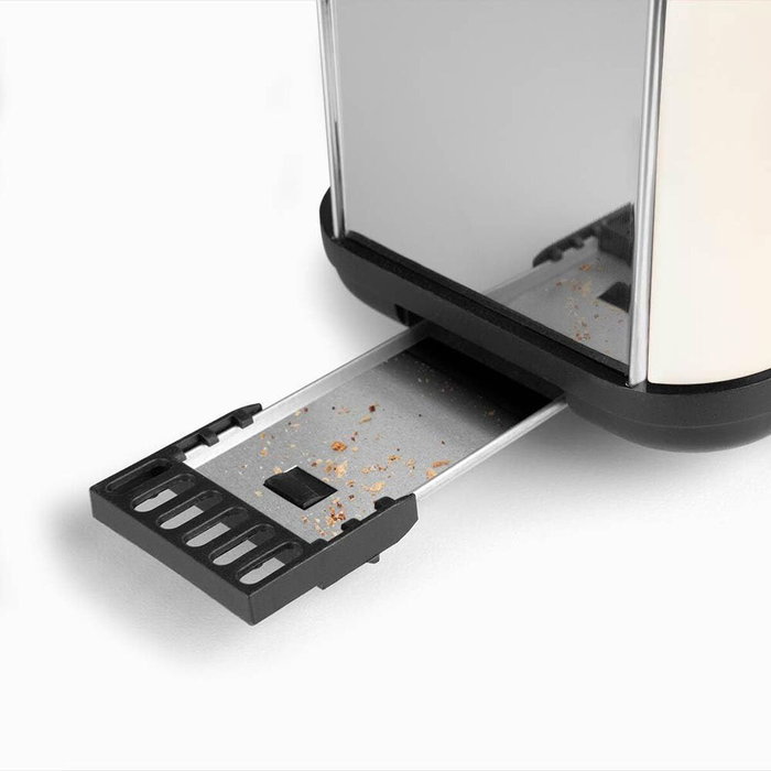 Orbegozo TOV 6210 Tostador Vintage 850W Beige Ranura Ancha 35mm Acero Inoxidable 6 Niveles Tostado Bandeja Recogemigas