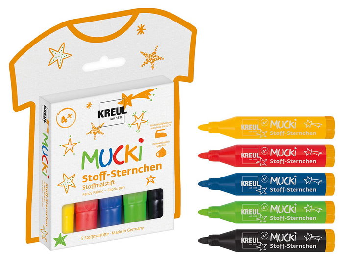 Kreul Set 5 rotuladores MUCKI PIRATE para tela
