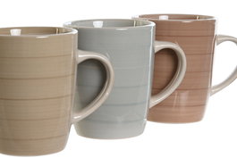 DKD Home Decor Tazas de Gres PLATOPASTEL Surtido de 3 Unidades