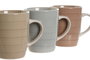 DKD Home Decor Tazas de Gres PLATOPASTEL Surtido de 3 Unidades