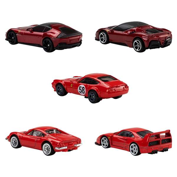 Mattel Hot Wheels Pack de 5 Vehículos Ferrari Escala 1:64 Mattel Hot Wheels Pack de 5 Vehículos Ferrari Escala 1:64