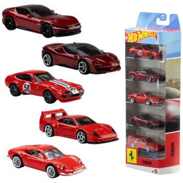 Mattel Hot Wheels Pack de 5 Vehículos Ferrari Escala 1:64