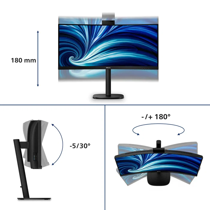 Philips 34B2U3600CH/00 Monitor Curvo 34 Pulgadas UWQHD 3440 x 1440 VA Negro Philips 34B2U3600CH/00 Monitor Curvo 34 Pulgadas UWQHD 3440 x 1440 VA Negro