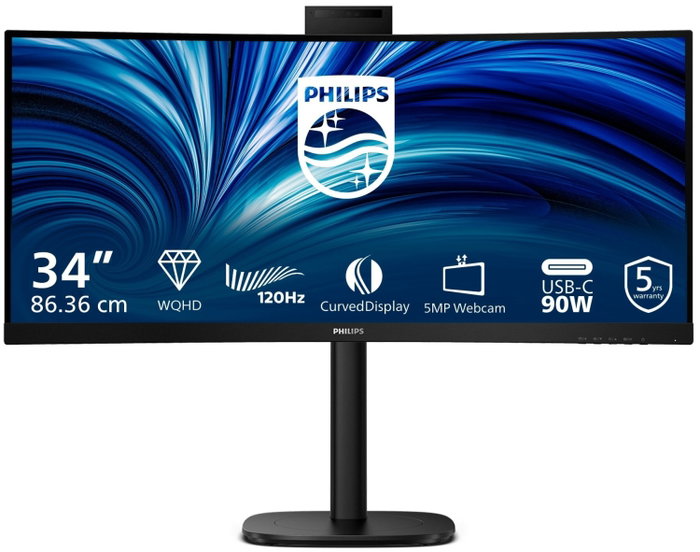 Philips 34B2U3600CH/00 Monitor Curvo 34 pulgadas Wide Quad HD USB-C KVM SmartKVM Negro