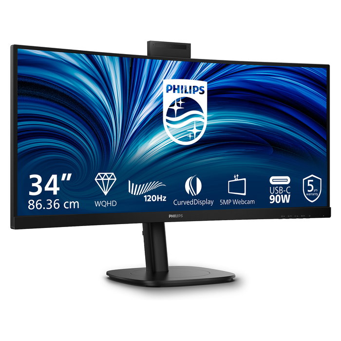 Philips 34B2U3600CH/00 Monitor 34" (86,4 cm) Curvo UWQHD 3440x1440 120Hz HDR10 VA, 1500R, 4ms, 2xHDMI+DP+USB-C 90W, Altavoces, Negro