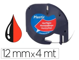 Q-connect Cinta para rotuladora DYMO LetraTag 12 mm x 4 m negro-rojo cósmico, Consumible de 87x16x65 mm