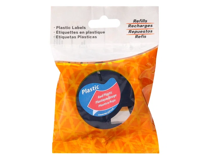 Q-connect Cinta para rotuladora DYMO LetraTag 12 mm x 4 m negro-rojo cósmico, Consumible de 87x16x65 mm