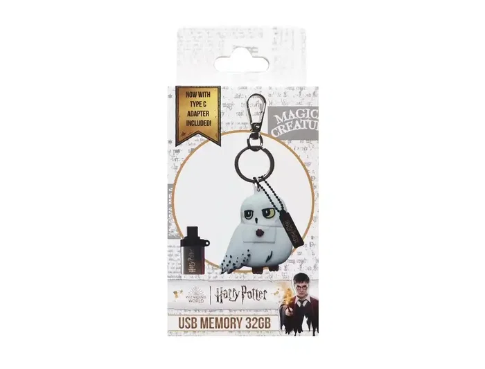 Wondee Llavero USB Hedwig 32GB Harry Potter Pendrive con Adaptador USB C