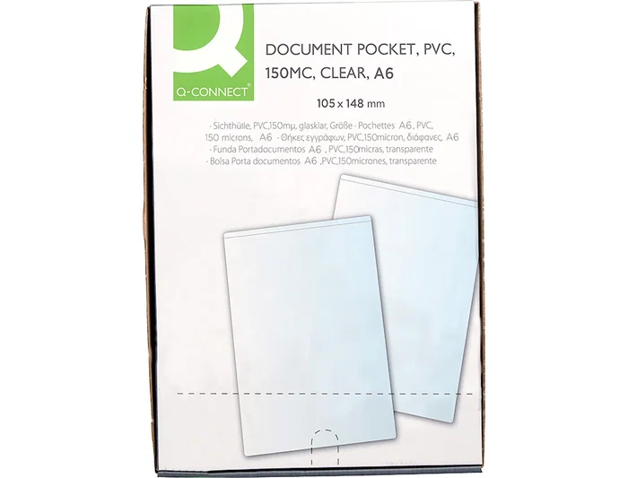 Q-connect Funda Portadocumentos Transparente DIN A6 150 micras 105x148 mm