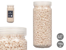 Giftdecor Bote Piedra Metalizada 700 g, Piedras 2-5 mm, Color Crema, Dimensiones 6.5 cm x 15.5 cm x 6.5 cm (Set de 12)