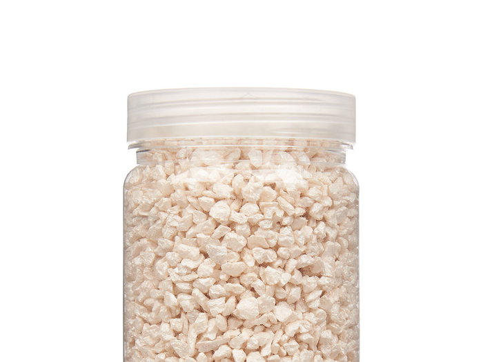 Giftdecor Bote Piedra Metalizada 700 g, Piedras 2-5 mm, Color Crema, Dimensiones 6.5 cm x 15.5 cm x 6.5 cm (Set de 12)