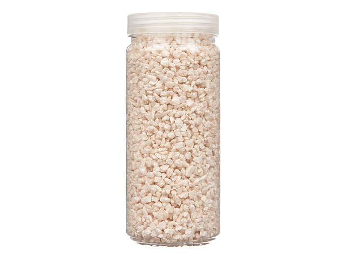 Giftdecor Bote Piedra Metalizada 700 g, Piedras 2-5 mm, Color Crema, Dimensiones 6.5 cm x 15.5 cm x 6.5 cm (Set de 12)