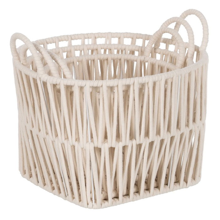 Juego de Cestos Blanco Cuerda 38 x 38 x 32 cm (3 Piezas)