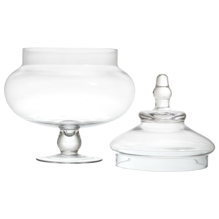 Home Deco Factory Bombonera de Vidrio con Pie, Diámetro 20 cm