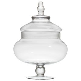 Home Deco Factory Bombonera de Vidrio con Pie, Diámetro 20 cm