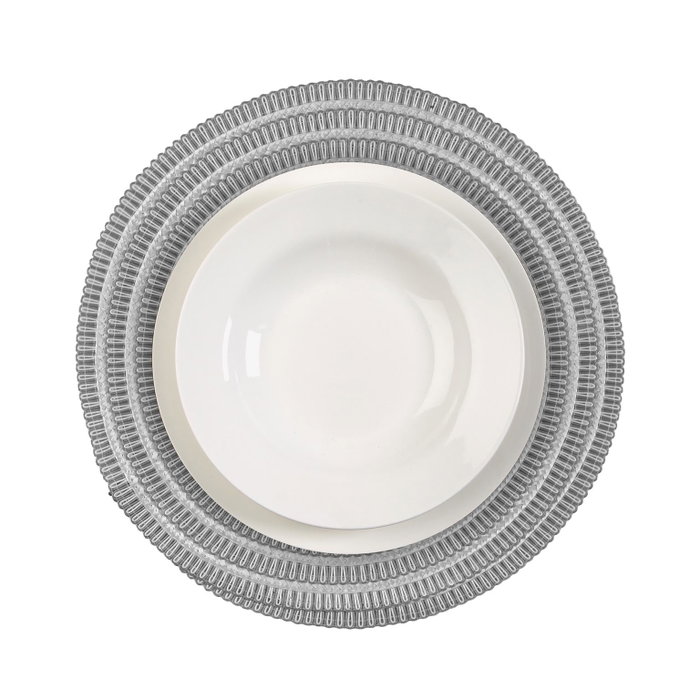Versa Salvamantel Redondo Gris Y Blanco 38 cm (6 Unidades) Versa Salvamantel Redondo Gris Y Blanco 38 cm (6 Unidades)