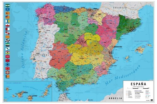 ERIK Mapa Físico/Político de España 61x91,5 cm ERIK Mapa Físico/Político de España 61x91,5 cm