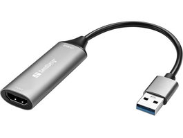 Sandberg HDMI Capture Link to USB-A Capturadora de Video hasta 4K para Streaming y Webcam con Puerto HDMI a USB