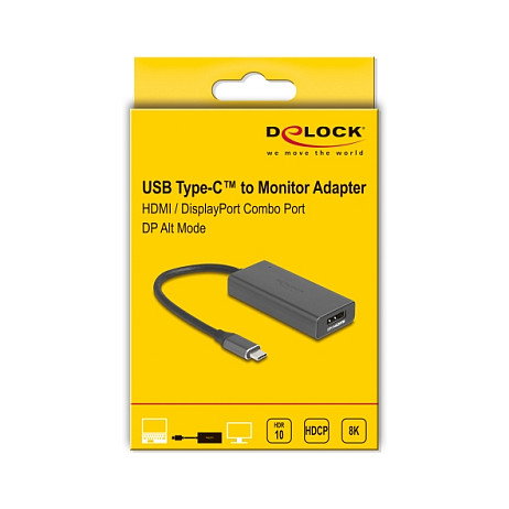 DeLOCK Adaptador USB Tipo C a Combo HDMI / DisplayPort 8K 64316 Gris