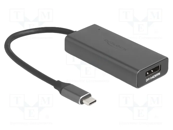 DeLOCK Adaptador USB Tipo C a HDMI y DisplayPort 8K 64316, Gris