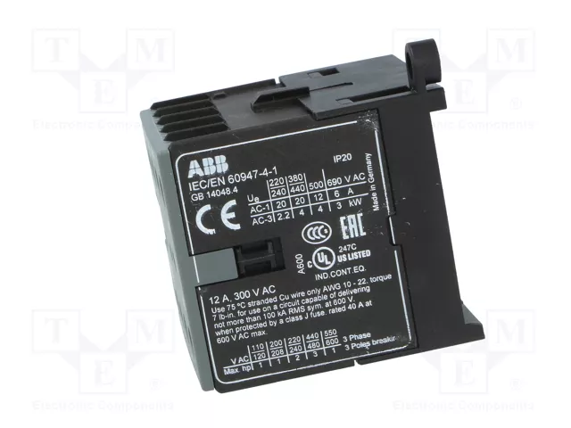 ABB Contactor B6 3-polar NO x3 220-240VAC ABB Contactor B6 3-polar NO x3 220-240VAC