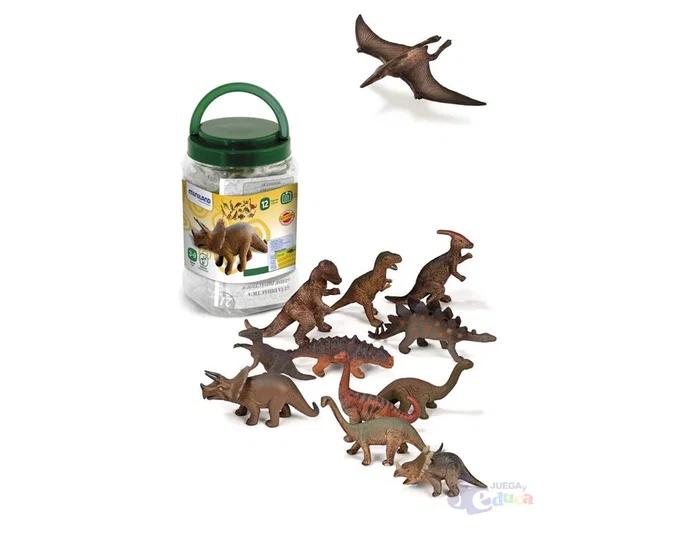 Miniland Bote con Asa de 12 Figuras de Dinosaurios