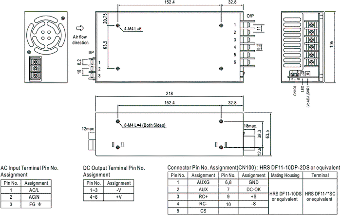 MEAN WELL HRPG-600-3.3 Fuente de alimentación de impulso 3,3V DC