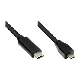 GoodConnections GC-M0124 Cable USB 2.0 Micro USB Type-B a USB Tipo C, Longitud 3 m, Color Negro