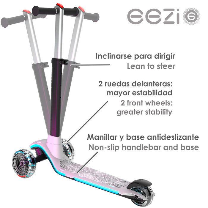 EEZI Patinete de 3 ruedas blanco con luces personalizables