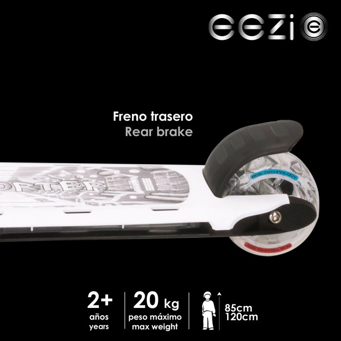 EEZI Patinete de 3 ruedas blanco con luces personalizables