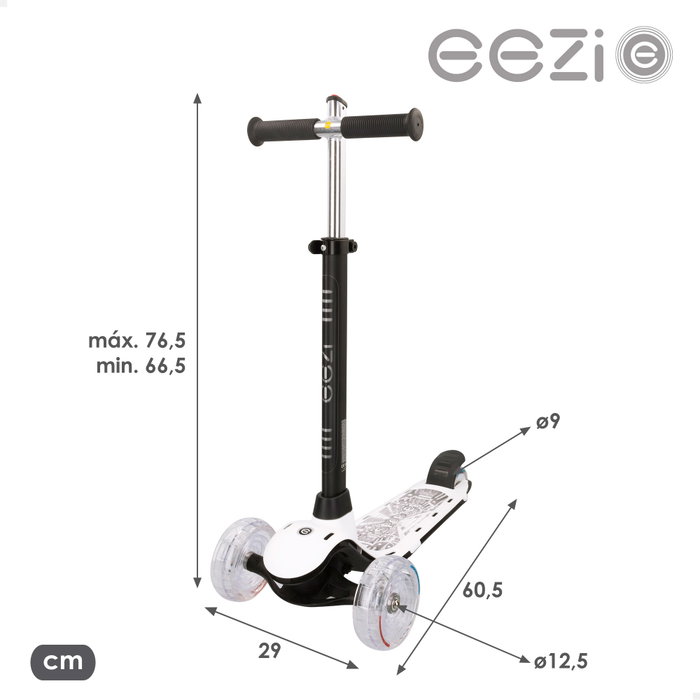 EEZI Patinete de 3 ruedas blanco con luces personalizables