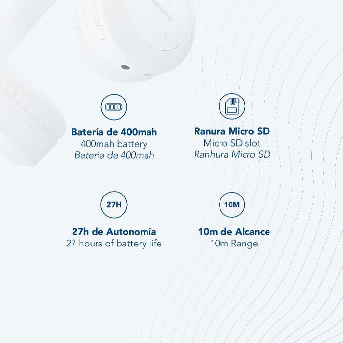 Daewoo Auricular de Diadema Bluetooth, Inalámbrico, Blanco