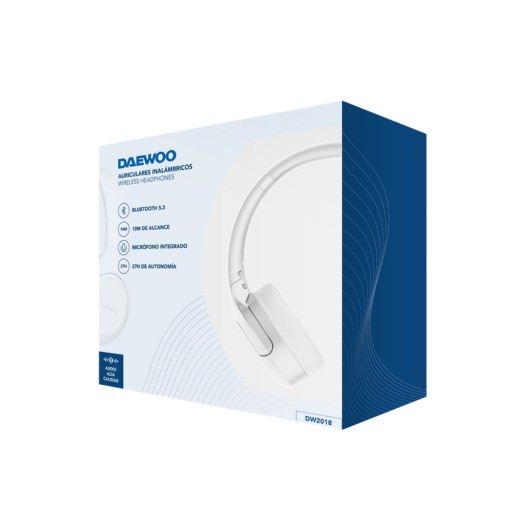Daewoo Auricular de Diadema Bluetooth, Inalámbrico, Blanco