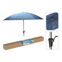 Basics Parasol Azul ø280 cm, Mástil Aluminio Gris, Tela Poliéster 180 g/m² UPF30+, Sistema Manivela Inclinable