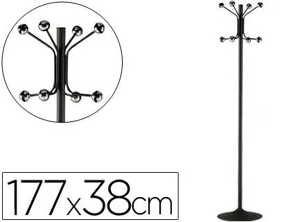 Sie Perchero Metálico de Pie con 8 Colgadores, Negro, Ø38x177 cm Sie Perchero Metálico de Pie con 8 Colgadores, Negro, Ø38x177 cm