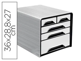 Cep Fichero Cajones Sobremesa Mixtos Blanco/Negro 5 Cajones 360x288x270 mm