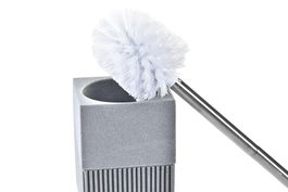 DKD Home Decor Escobillero Scandi Gris Plateado Resina Inox 9.5 x 37 x 9.5 cm