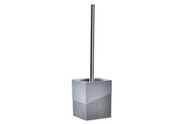 DKD Home Decor Escobillero de Resina e Inox Gris 9,5x9,5x37 cm
